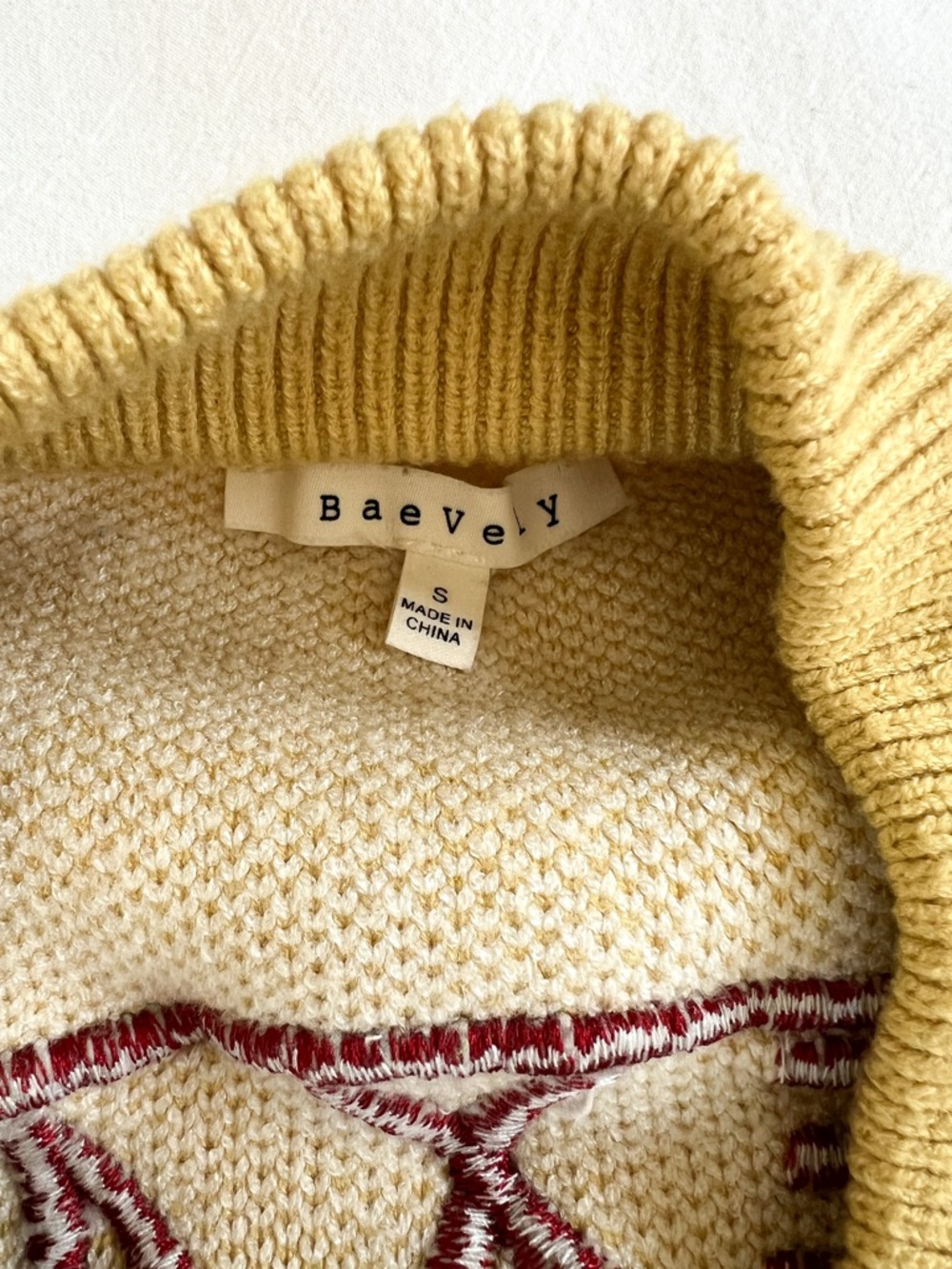 bohme Yellow and Cream Zip-Front Patch Sweater - Picture 11 of 13